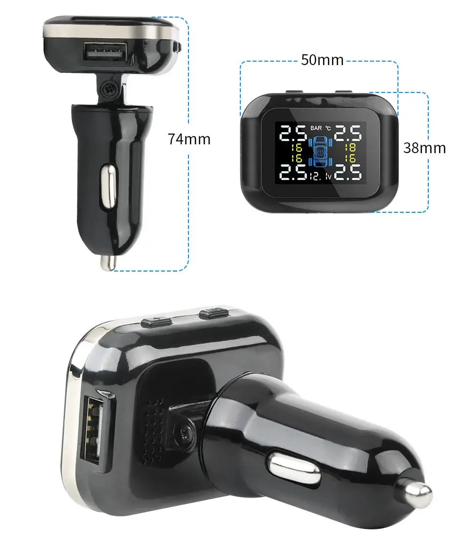 Simples Market car TPMS wireless cigarette-lighter kit with USB digital display and 4 sensors