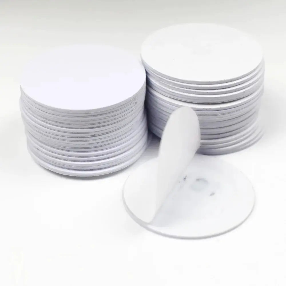 Simples Market 10-pack RFID coin cards, 125kHz TK4100 EM4100, read-only with adhesive sticker, 25-30mm white discs