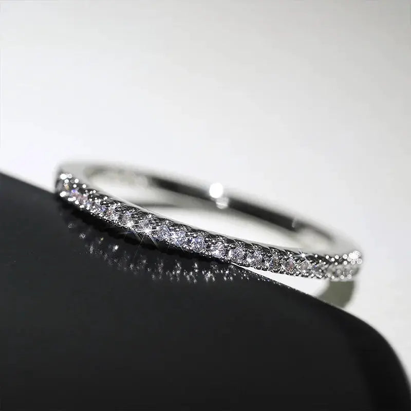 Huitan Three Colors Simple Band Ring for Women with Shiny Cubic Zirconia Brass Plated Jewelry Anniversary Gift