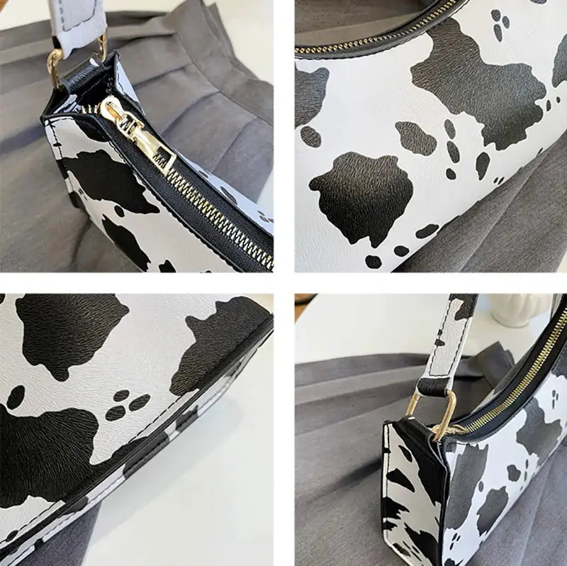Shoulder bag with zebra print in PU leather by Simples Market with gold zipper