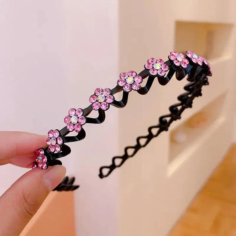 Non Slip Rhinestone Hairbands Elastic Flower Design With Pearl Accents For Women And Girls Headbands