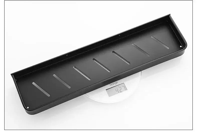 Bathroom shelf, black aluminum, wall-mounted storage organizer