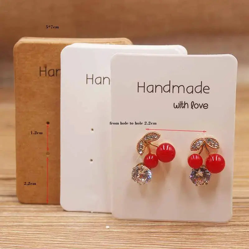 50 Pcs Paper Earring Cards Set Handmade Style Jewelry Cards 5x5cm 3x3cm 5x9cm 5x6.5cm 5x7cm Brown White DIY Packaging