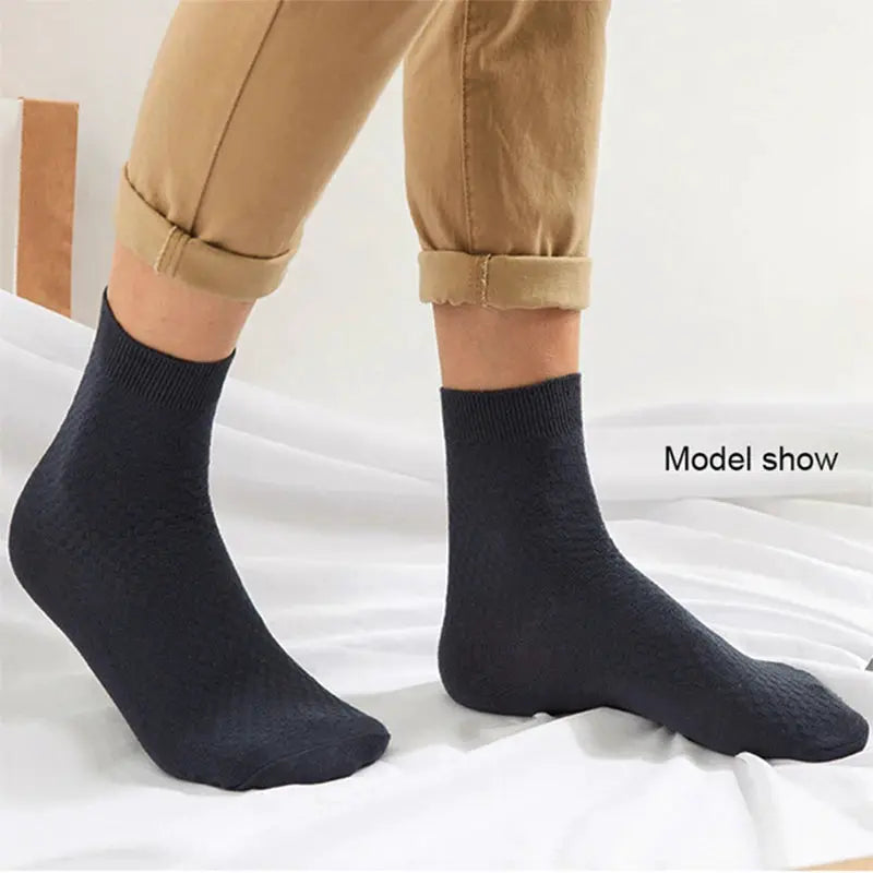 Simples Market men's bamboo fiber black long dress socks.