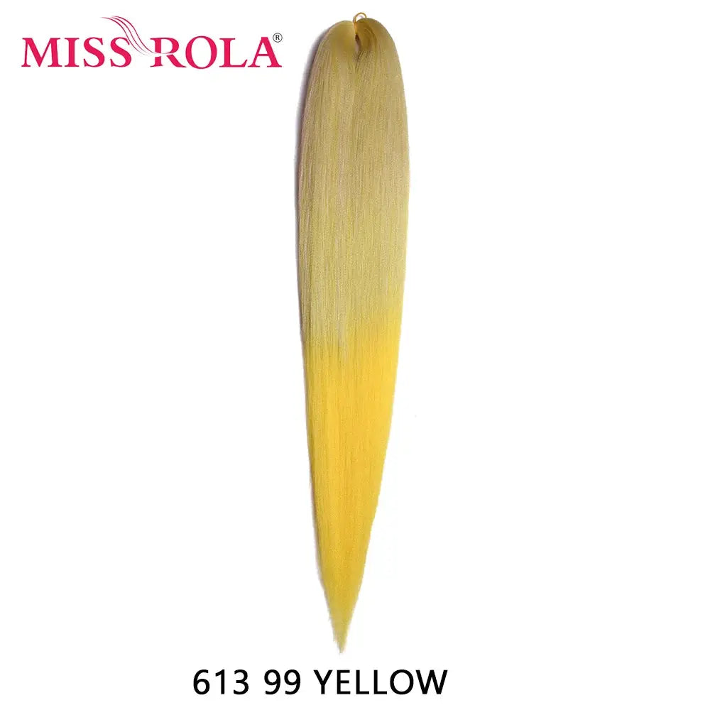 Miss Rola synthetic Kanekalon hair braid, long pre-stretched straight jumbo braid in 613 yellow