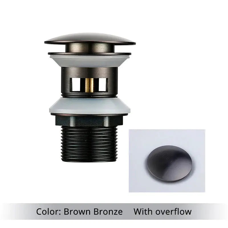 Bagnolux brown bronze pop-up bathroom sink drain stopper with overflow