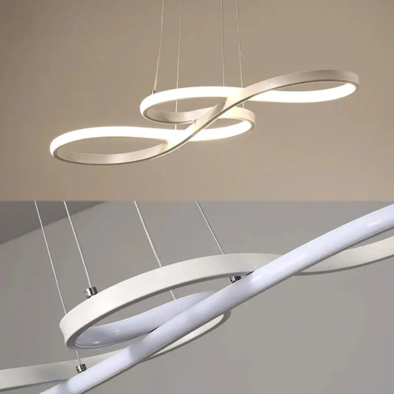 Simples Market modern kitchen island pendant light with white infinity-loop rings, LED cord pendant lamp