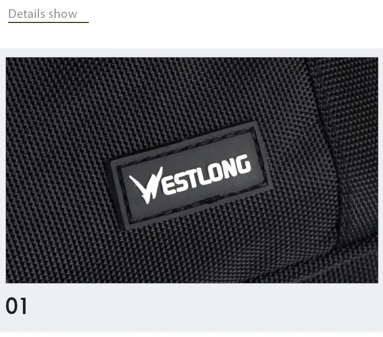 Waist pack fanny bag in black with Westlong logo patch on textured fabric.