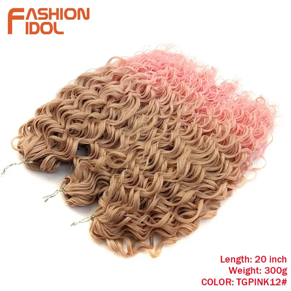 Jessica Hair deep wavy twist crochet hair extensions, synthetic high-temp fiber, brown-to-pink gradient, 2 bundles