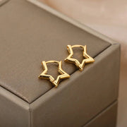 Geometric Star Hoop Earrings Stainless Steel Hypoallergenic Jewelry For Women And Girls Gift