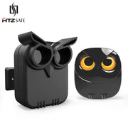 HTZSAFE wireless driveway security alarm kit with black owl-shaped motion detector