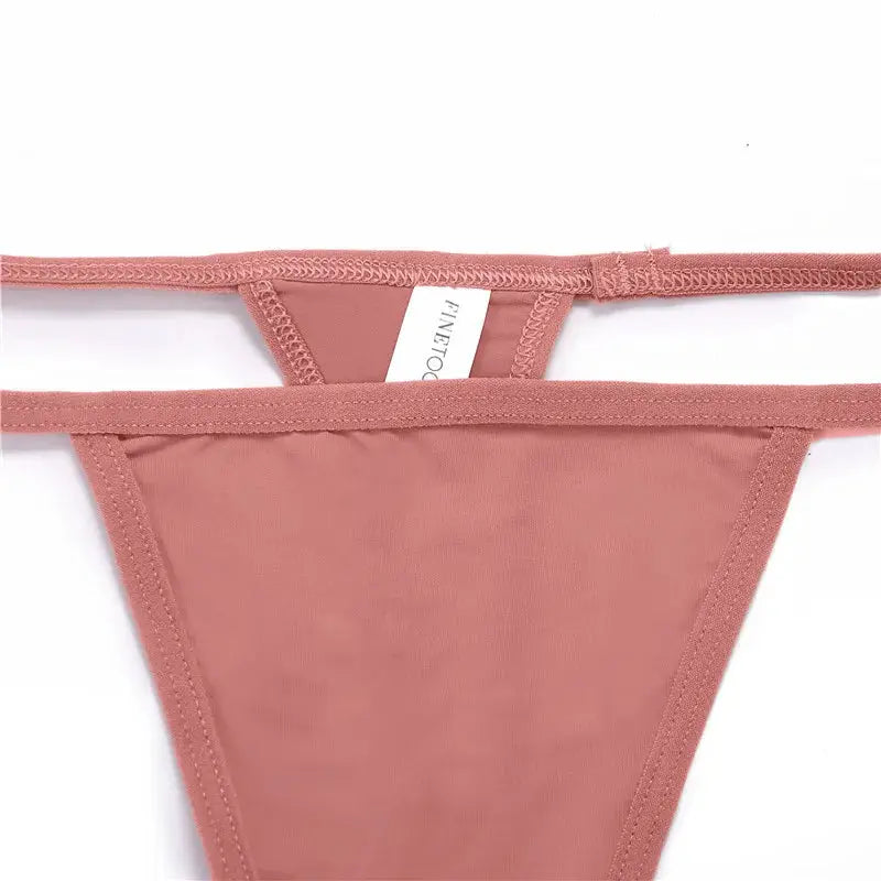 Pink FINETOO thong underwear, low-rise T-back, 3-piece set by Simples Market