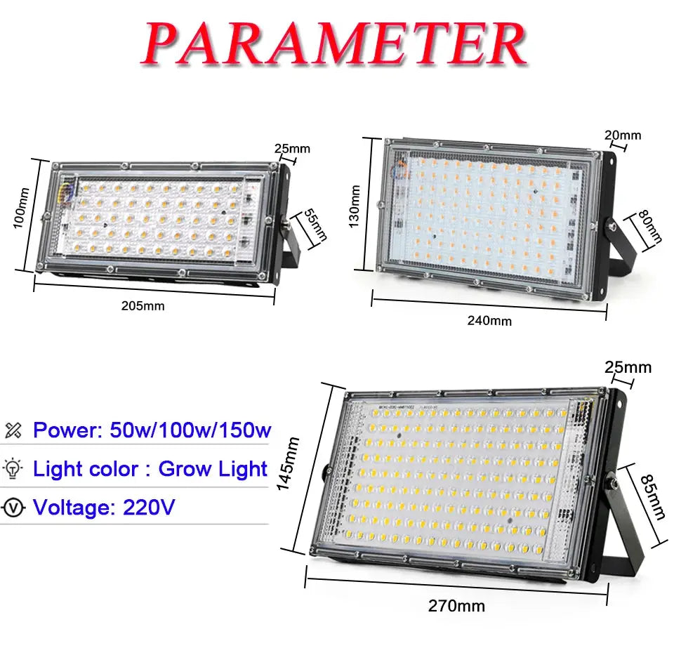 Simples Market outdoor LED flood light spotlight, 50W/100W/150W, 220V, with adjustable mounting bracket