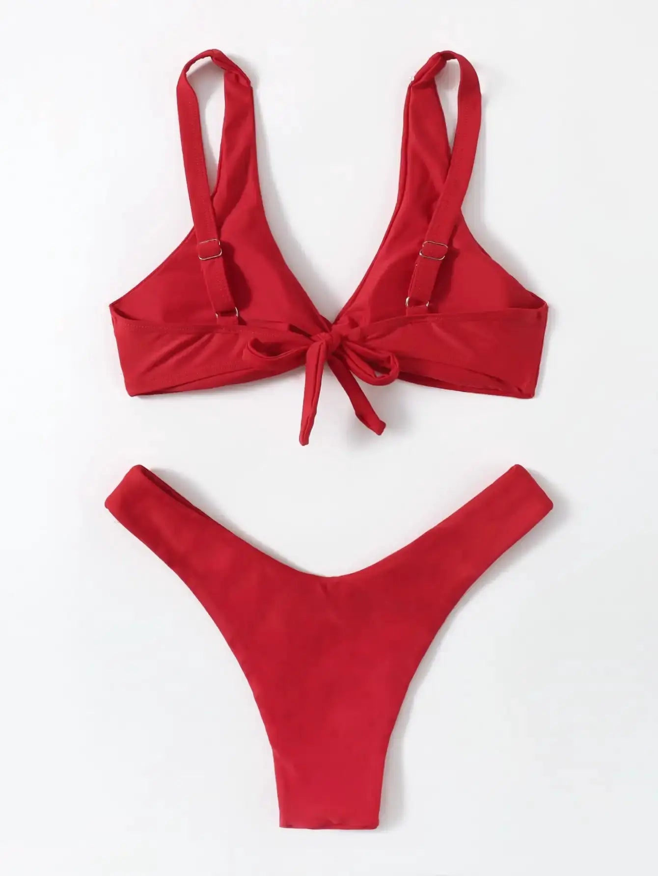 ZTVitality Solid Tie Bikini set in red with padded top and high-leg bandage bottoms, Simples Market