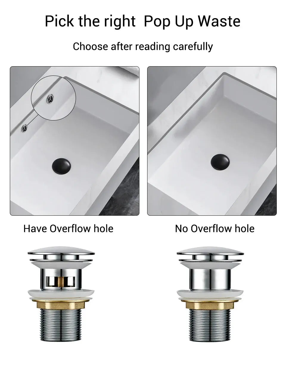 Simples Market Bagnolux pop-up sink drain stopper for vessel sinks with or without overflow, chrome finish