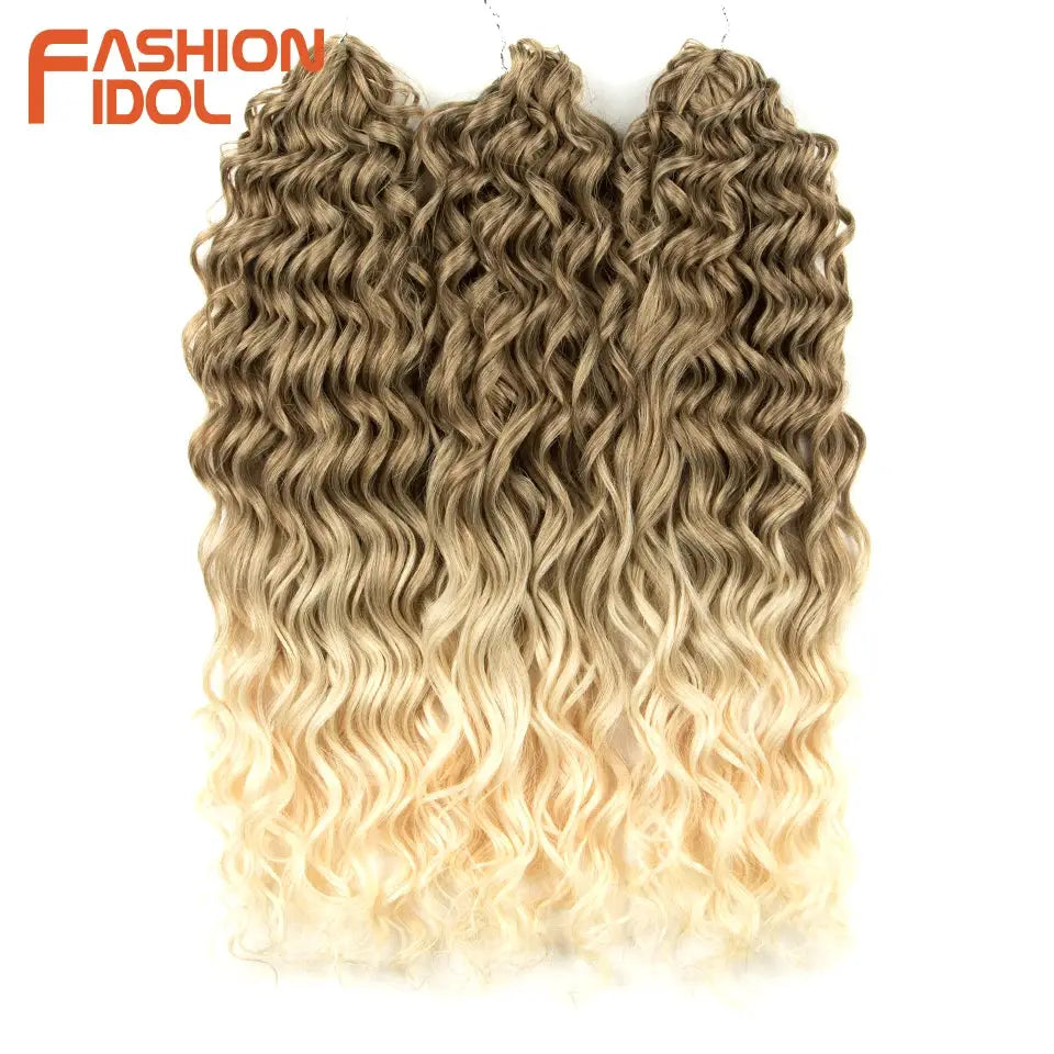 Jessica Hair Deep Wavy Twist Crochet hair extensions, 3 bundles, blonde ombre, high-temp synthetic fiber