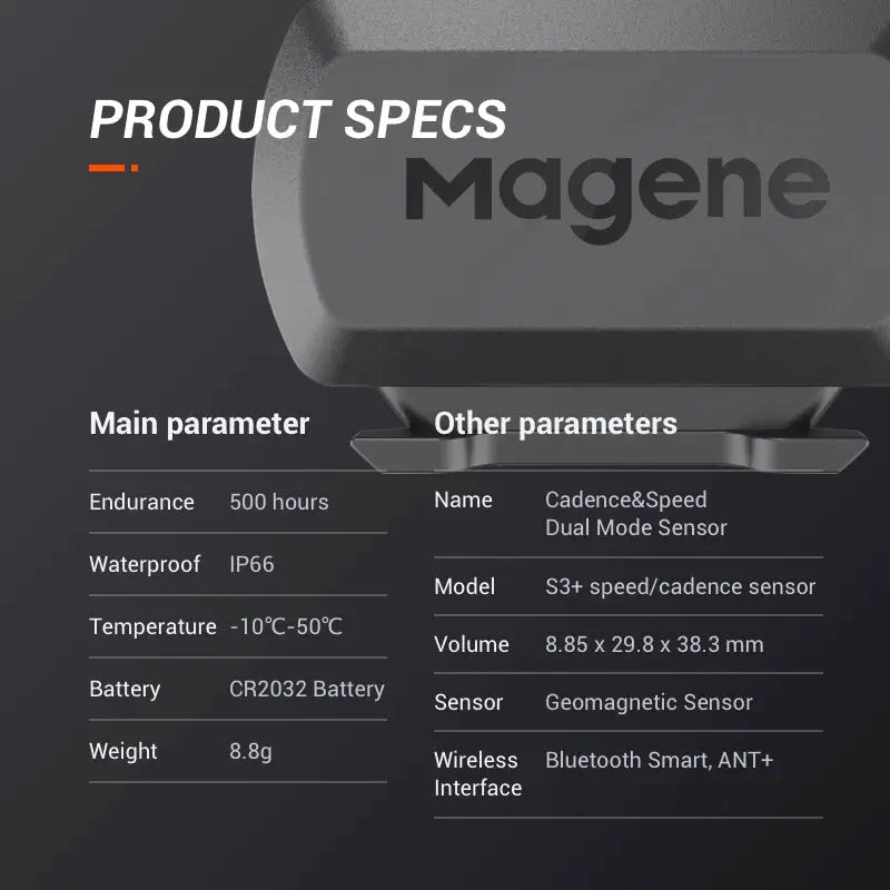 Magene S3 Plus Speed Cadence Sensor ANT Plus Bluetooth Compatible Dual Sensor for Garmin iGPSPORT XOSS Bryton Computers