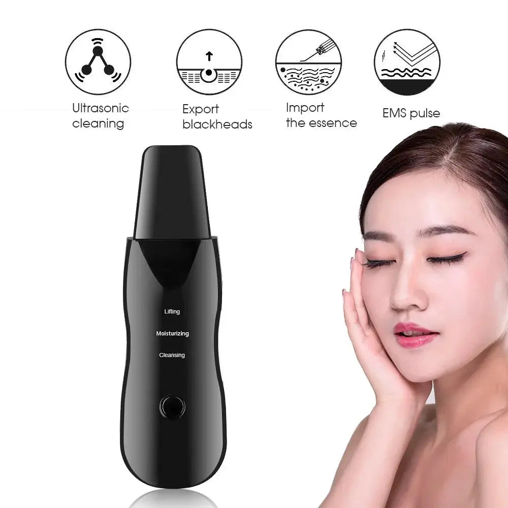 Ultrasonic Vibration Face Spatula Skin Scrubber Blackhead Remover Pore Cleaner Deep Clean Facial Tool