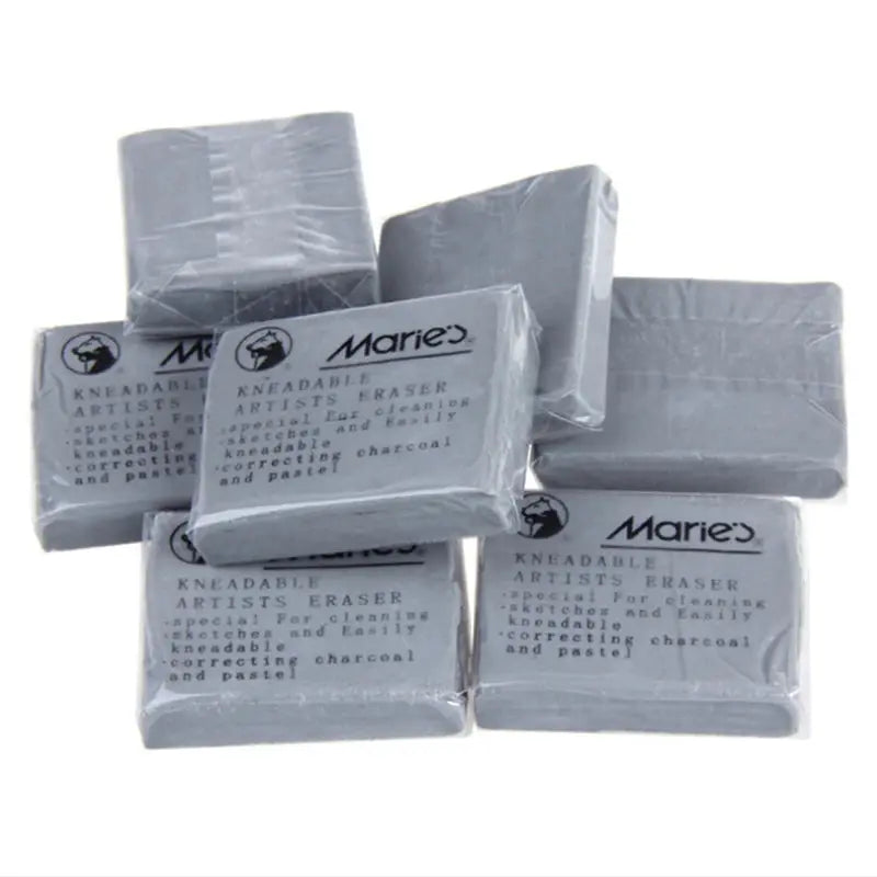 6 Marie kneadable erasers; gray soft rubber for drawing and sketching