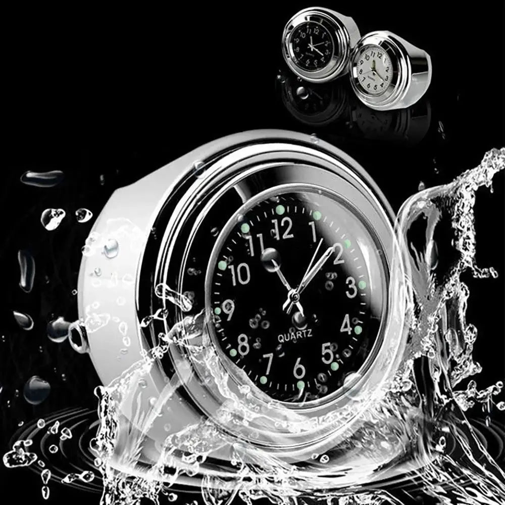 TrailForge Aluminum Quartz Handlebar Mount Watch Luminous Waterproof Time Display For Motorcycles Scooters Bicycles