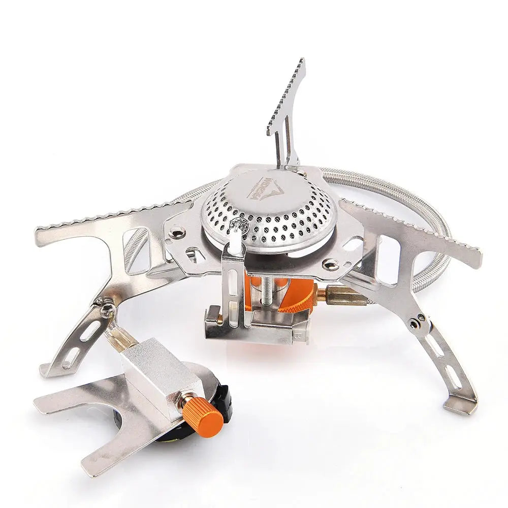 Widesea camping gas stove by Simples Market; portable outdoor burner with orange regulator knob