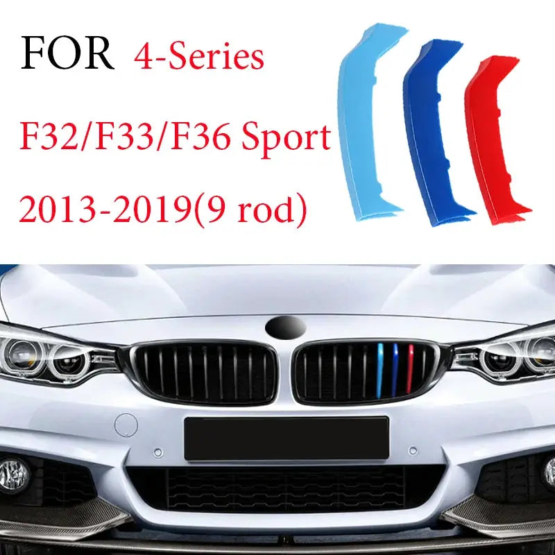Simples Market 3pcs front grille trim strips for BMW F-Series M Sport in blue, dark blue and red