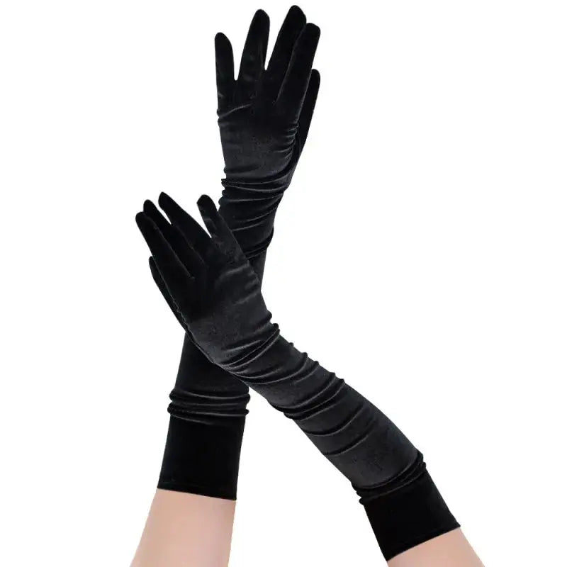 Velvet Gleam Luxury Velvet Evening Gloves For Women With Golden Accents Warm Autumn Winter Banquet Accessory