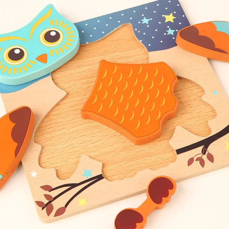 3D Wooden Puzzle For Kids Cartoon Animals And Traffic Theme Jigsaw Early Learning Cognition Toy