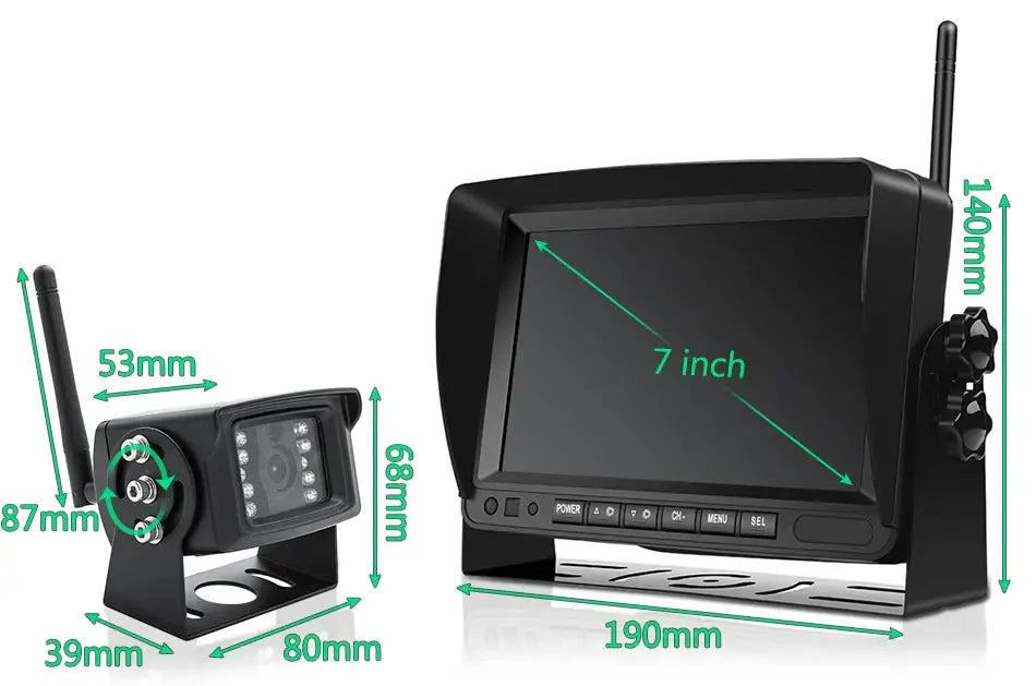 GreenYi 7-inch wireless truck DVR monitor with AHD night-vision backup camera by Simples Market