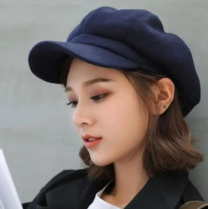 Everluxe Wool Blend Octagonal Newsboy Cap For Unisex All Season Comfort And Classic Style