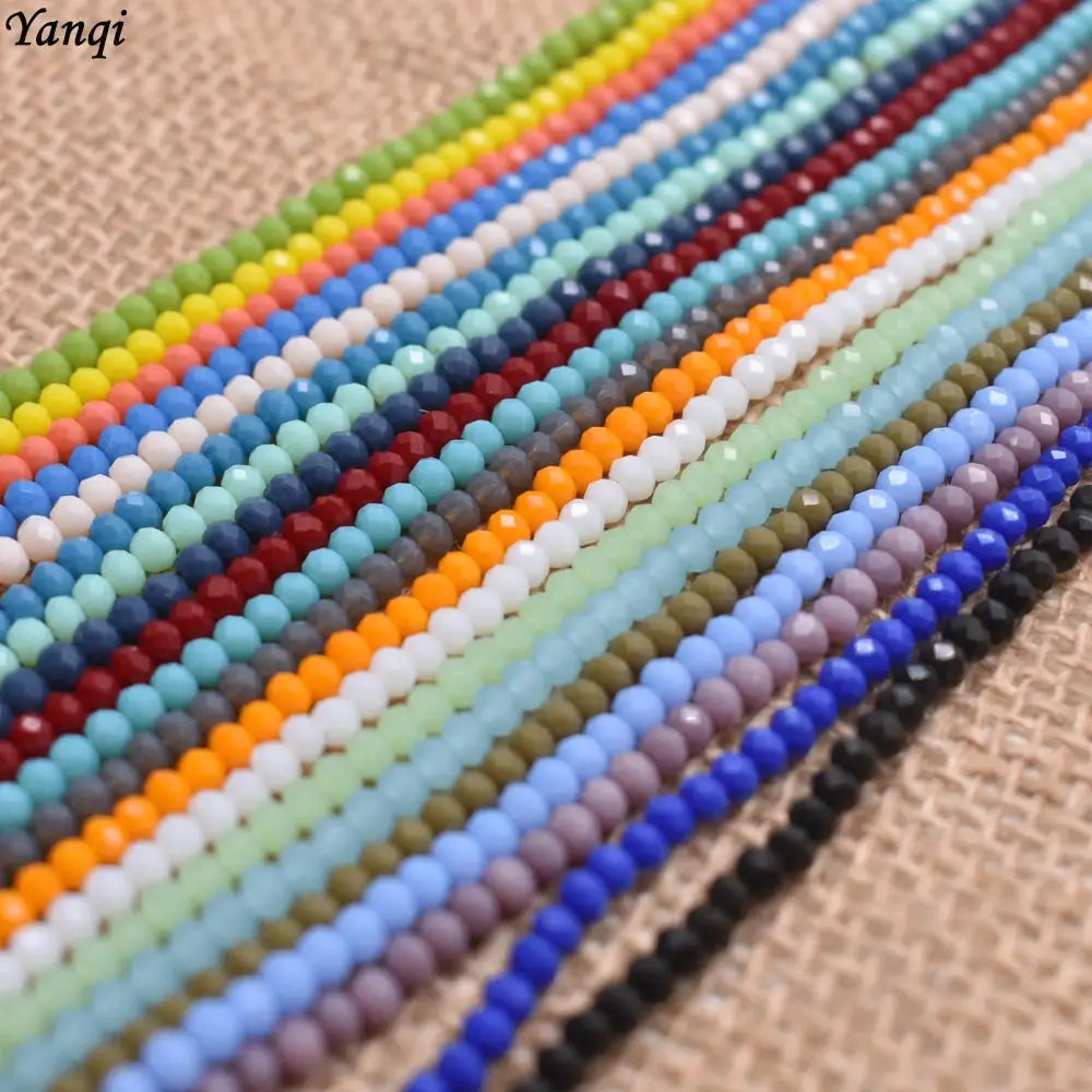 Yanqi Rondelle Crystal Beads 2mm 3mm 4mm Faceted Round Glass Beads for Jewelry Making DIY Spacer Beads