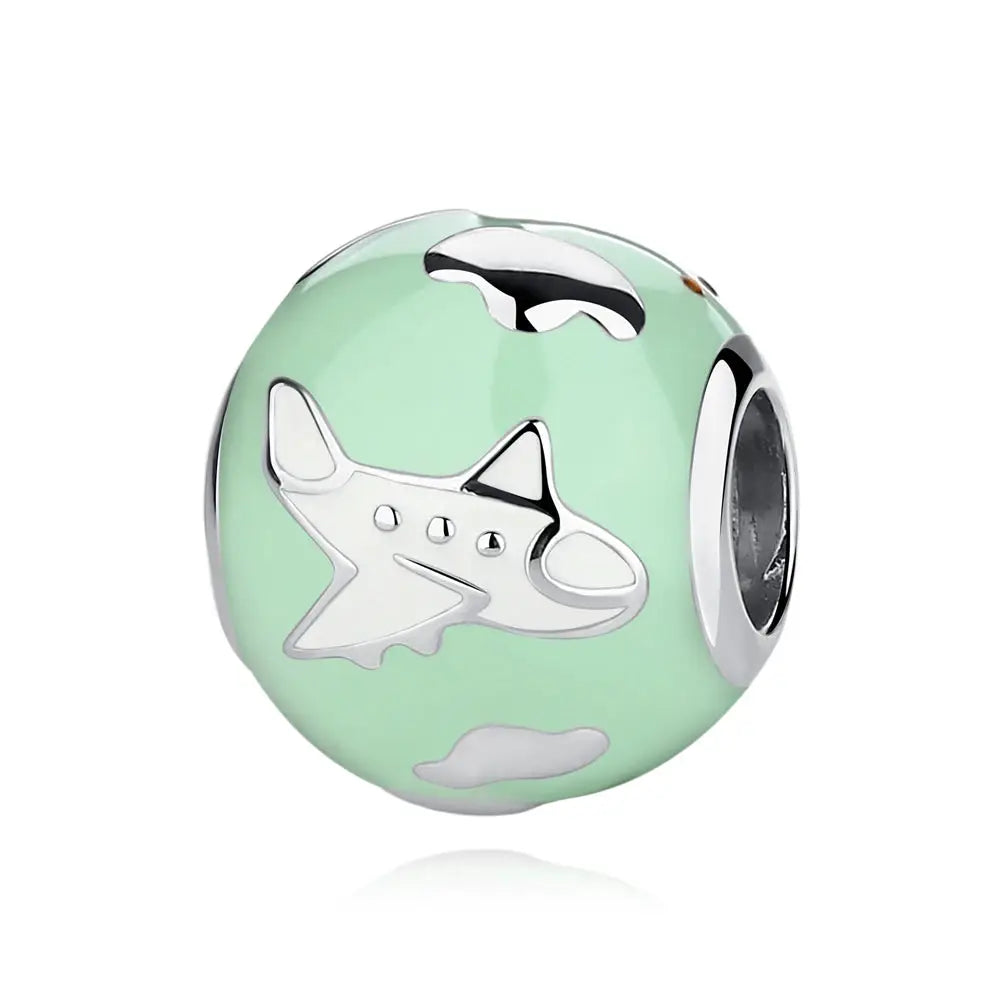 925 Sterling Silver Travel Theme Charms Beads London Bus Paris Suitcase Sam Panda Bracelets Necklaces Women DIY Jewelry