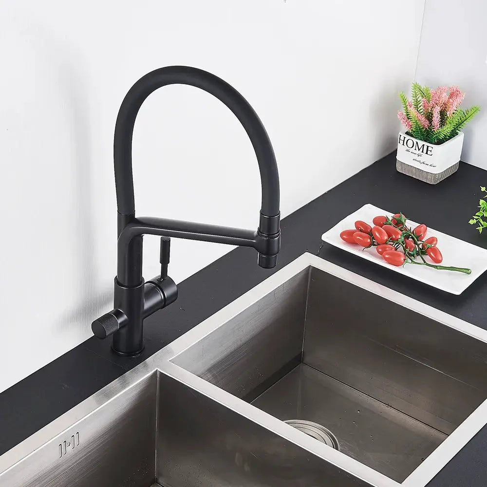 Rozin Purification black pull-out kitchen faucet with 3-way mixer, Simples Market