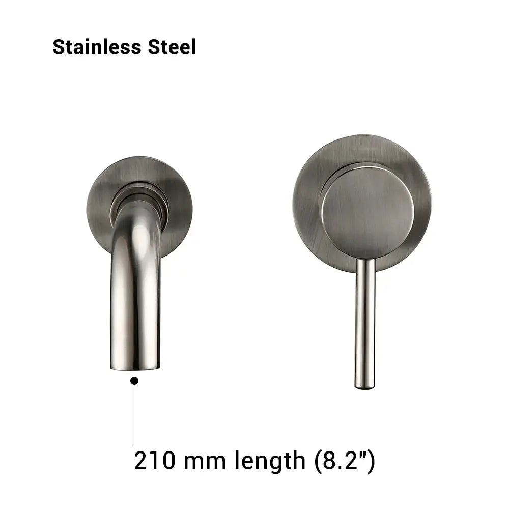 Simples Market stainless steel wall-mounted bathroom basin faucet with single handle, 210 mm length