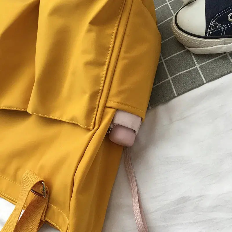 Simples Market waterproof Oxford large-capacity women's handbag in mustard yellow with a pink strap