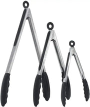 7 9 12 Inch Silicone Tipped Stainless Steel Locking BBQ Tongs Non Slip Food Tongs For Cooking