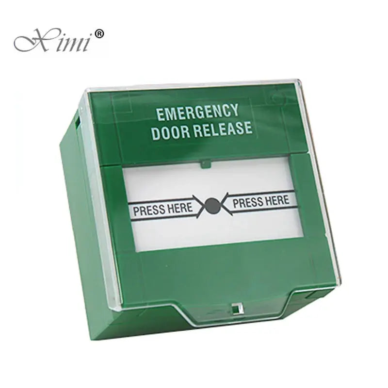 Emergency door release switch, green with clear cover, for fire alarm systems