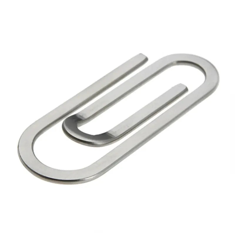 Money clip in stainless steel, silver finish with a double-clip design