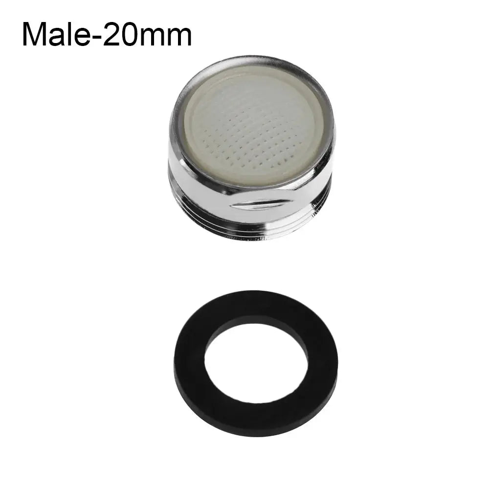 Chrome faucet aerator with rubber washer for 20mm male end; 2-piece diffuser filter set