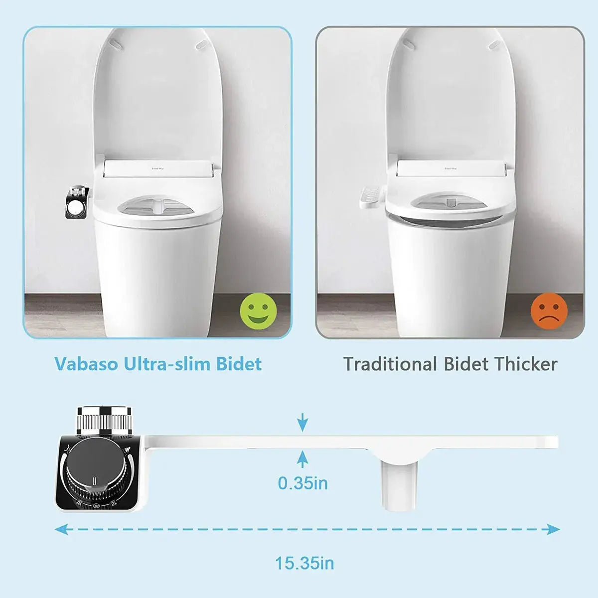 Simples Market bidet toilet seat attachment, ultra-slim, non-electric with dual self-cleaning nozzles