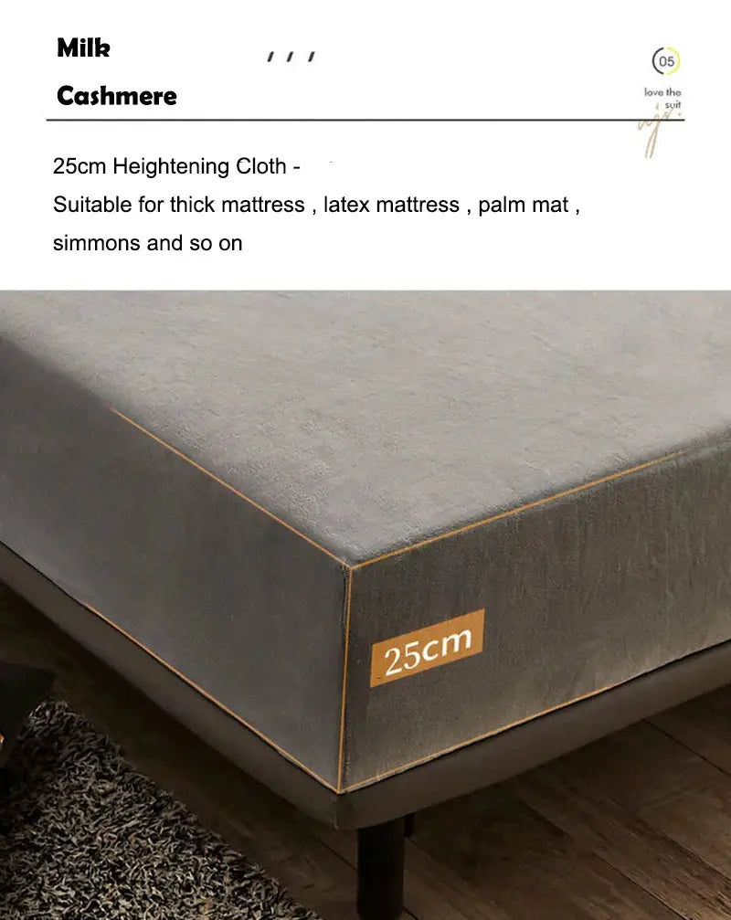 AISIRUI plush fitted sheet in gray with elastic corners, 25cm depth