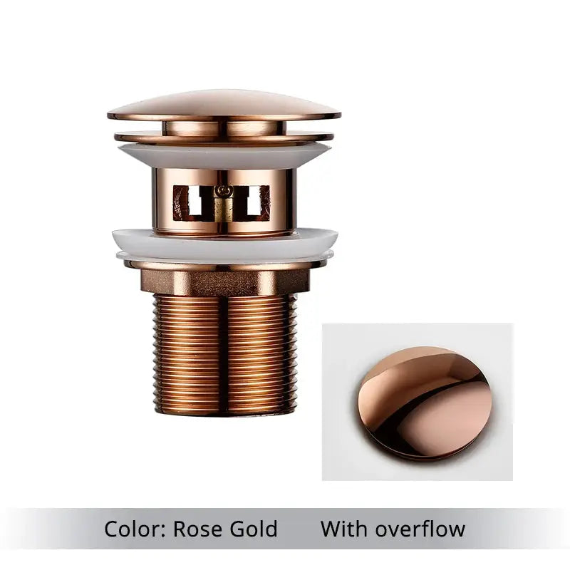 Bagnolux rose gold pop-up bathroom sink drain stopper with overflow for vessel lavatory