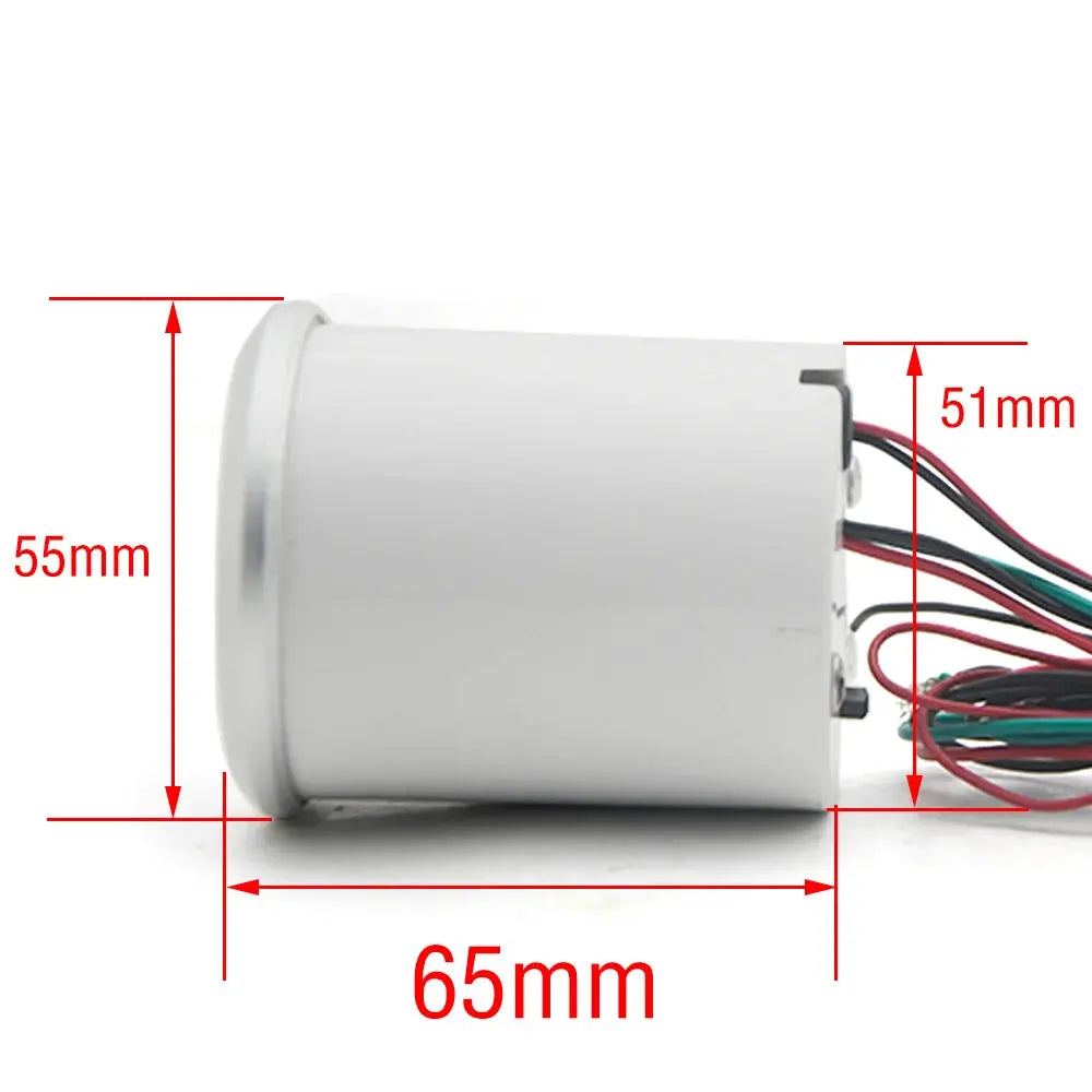 Simples Market Dragon Gauge 2in LED car gauge with white housing and multi-colored wires