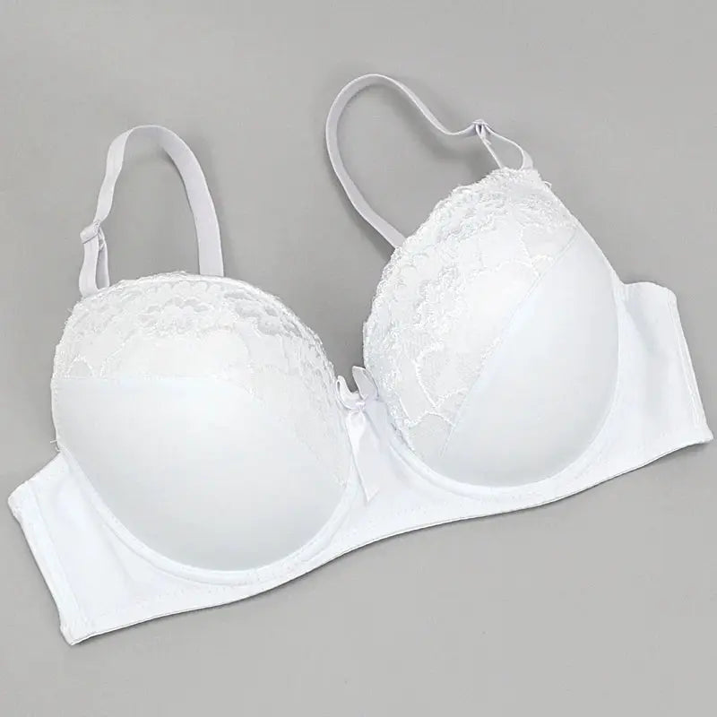 White lace push-up bra underwire lingerie with floral lace details