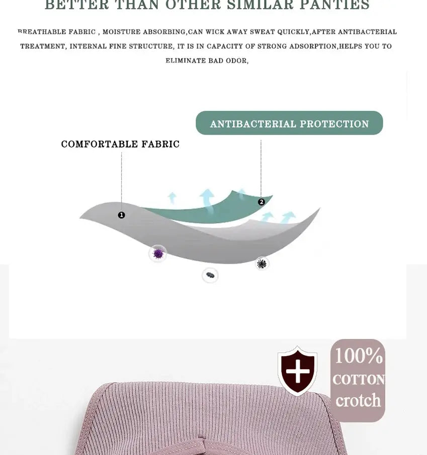 5-piece cotton women's panties set in solid colors; 100% cotton crotch and antibacterial protection
