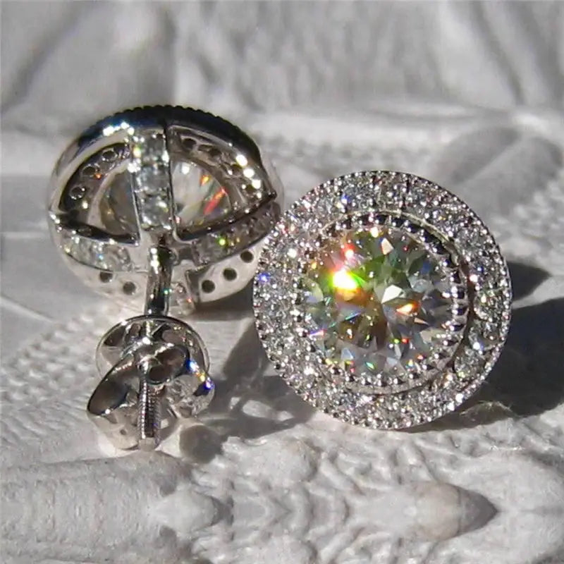 Huitan Delicate Small Round Stud Earrings With Shiny Cubic Zirconia Versatile Fashion Jewelry For Women Teens