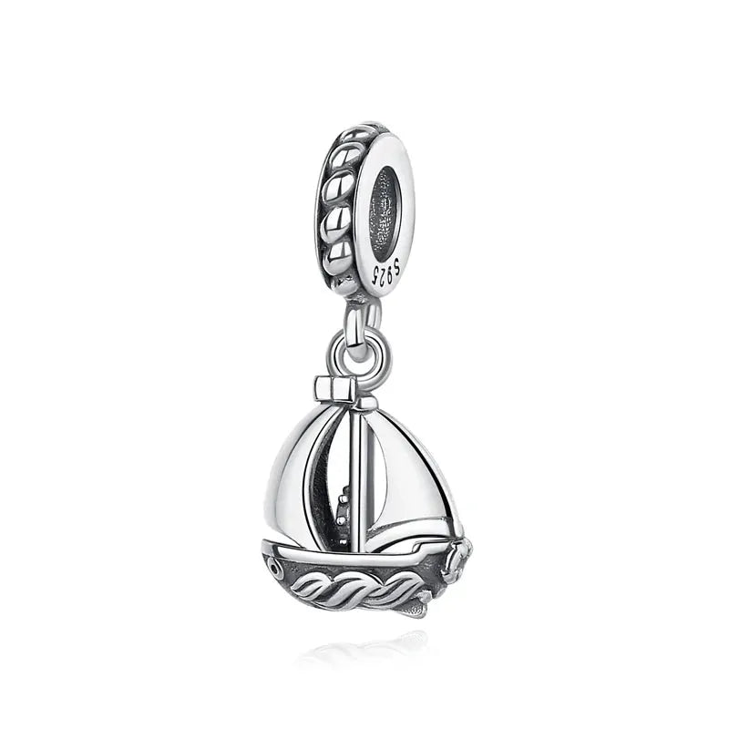 925 Sterling Silver Travel Theme Charms Beads London Bus Paris Suitcase Sam Panda Bracelets Necklaces Women DIY Jewelry