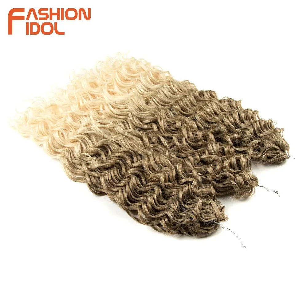 Jessica Hair Deep Wavy Twist Crochet Hair two ombre blonde-to-brown bundles Fashion Idol synthetic high-temp fiber