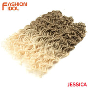 Jessica Deep Wavy Twist Crochet Hair extensions, two-tone brown-to-blonde gradient, synthetic high-temp fiber