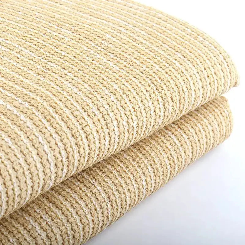 HDPE sun shade net rolls in beige, 2 pieces, for pergola canopy and garden privacy.
